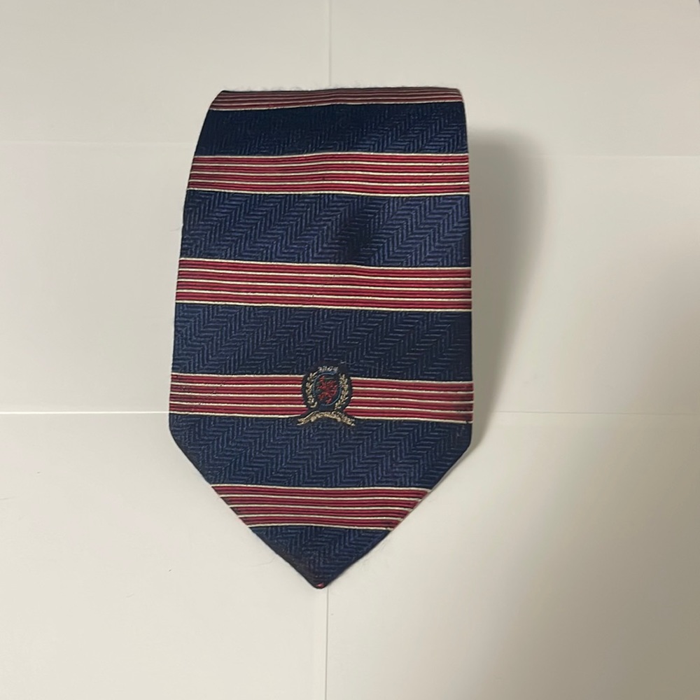 Tommy Hilfiger Vintage Blue and Red Striped Tie